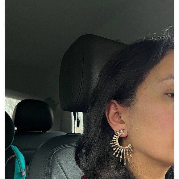 Big statement earrings gold gray studs big star champagne geometric earrings - Picture 2 of 8